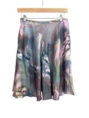 Cynthia Rowley NWT 100% Silk Abstract Watercolor Flare Skirt Size 6